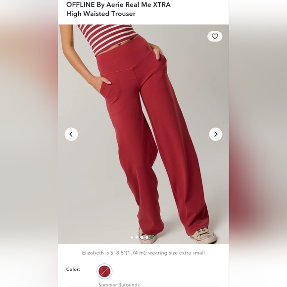 Aerie Real Me XTRA High Waisted Wide Leg Pants - Burgundy - Picture 6 of 6